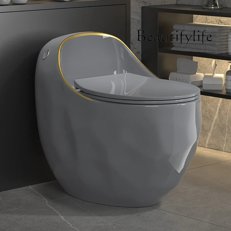 Household gray toilet modern light luxury color toilet siphon large impulse small apartment silent