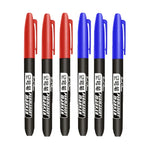 6 PCS Permanent Marker Pen Manga Drawing Markers Black Blue Red Waterproof Ink Sketch Pens Stationery Art School Supplies