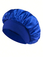 1/2pc Satin Wide Brim Nightcap Silky Bonnet Hair Wrap Sleeping Sleep Cap With Elastic Soft Band Styling Cap Hair Wrapping Tool