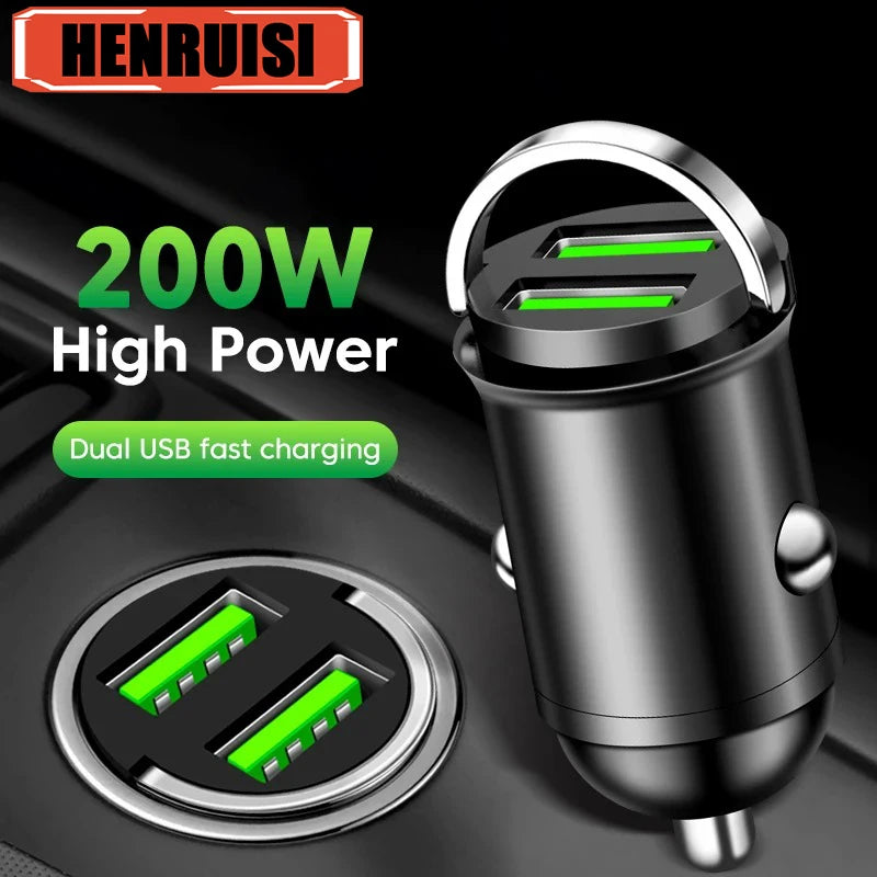 PD 200W USB Car Charger Fast Charging Auto Mobile Phone Adapter For iPhone Samsung Huawei Xiaomi QC 3.0
