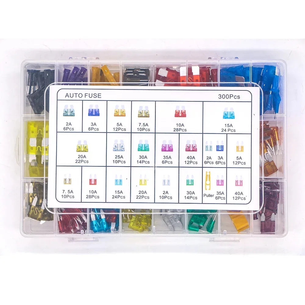 1Set 300PCS Medium and small car Auto Fuse Kit 2A~40A 11 Types Car Fuse Assortment with Box Blade Type Fuse Assorted Kit