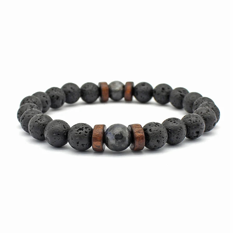 Volcanic Stone Bracelet for Men Lava Wooden Beads Bracelet Tibetan Buddha Wrist Chain Women Men Jewelry Gift New Bracelets