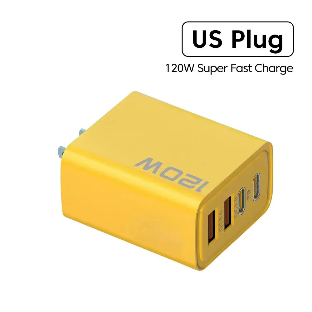 USB PD Charger 120W Type C Fast Charging EU/US Plug Wall Charger For iPhone Samsung Xiaomi Quick Charge 3.0 Mobile Phone Adapter