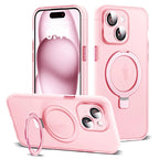 for iPhone 11 Case with Magnetic Invisible Ring Stand [Full Camera Lens Protection] [Compatible with Mag-Safe] Military-Grade Drop Matte Translucent Slim Phone Cases for iPhone 11 6.1", Pink