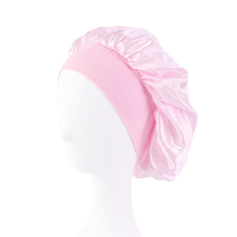 1/2pc Satin Wide Brim Nightcap Silky Bonnet Hair Wrap Sleeping Sleep Cap With Elastic Soft Band Styling Cap Hair Wrapping Tool