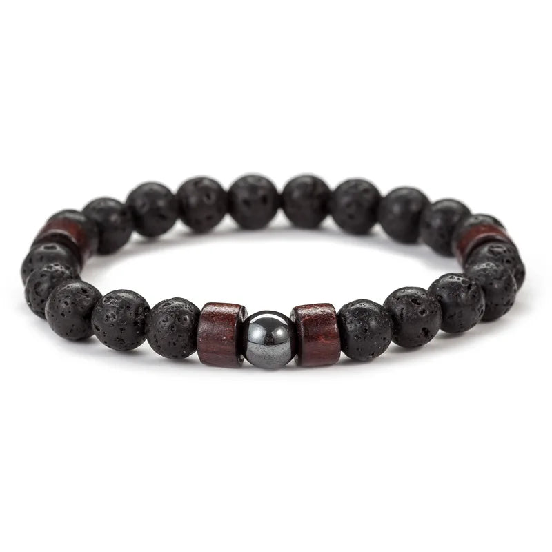 Volcanic Stone Bracelet for Men Lava Wooden Beads Bracelet Tibetan Buddha Wrist Chain Women Men Jewelry Gift New Bracelets