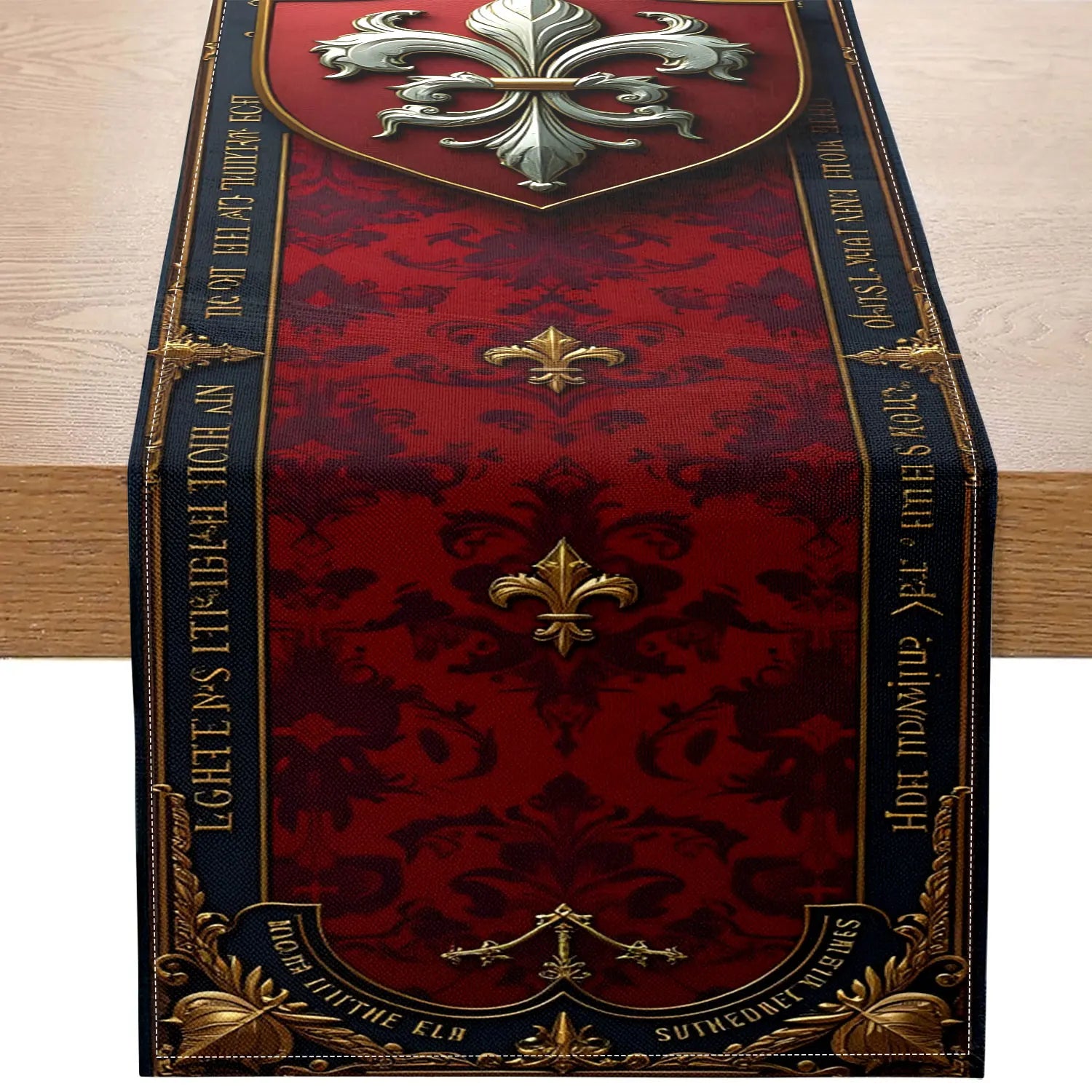 1 Piece of Baroque Theme Table Runner, with Gorgeous Iris and Brocade Pattern, Suitable for Royal Theme Activities, Retro Weddings, Luxury Interior Decoration and Historical Theme Parties