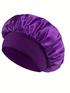 1/2pc Satin Wide Brim Nightcap Silky Bonnet Hair Wrap Sleeping Sleep Cap With Elastic Soft Band Styling Cap Hair Wrapping Tool