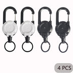 1/2/4pcs Extendable Retractable Holders Keychain Badge Reels Heavy Duty Clip With Carabiner Key Chain For Men Outdoor Bags