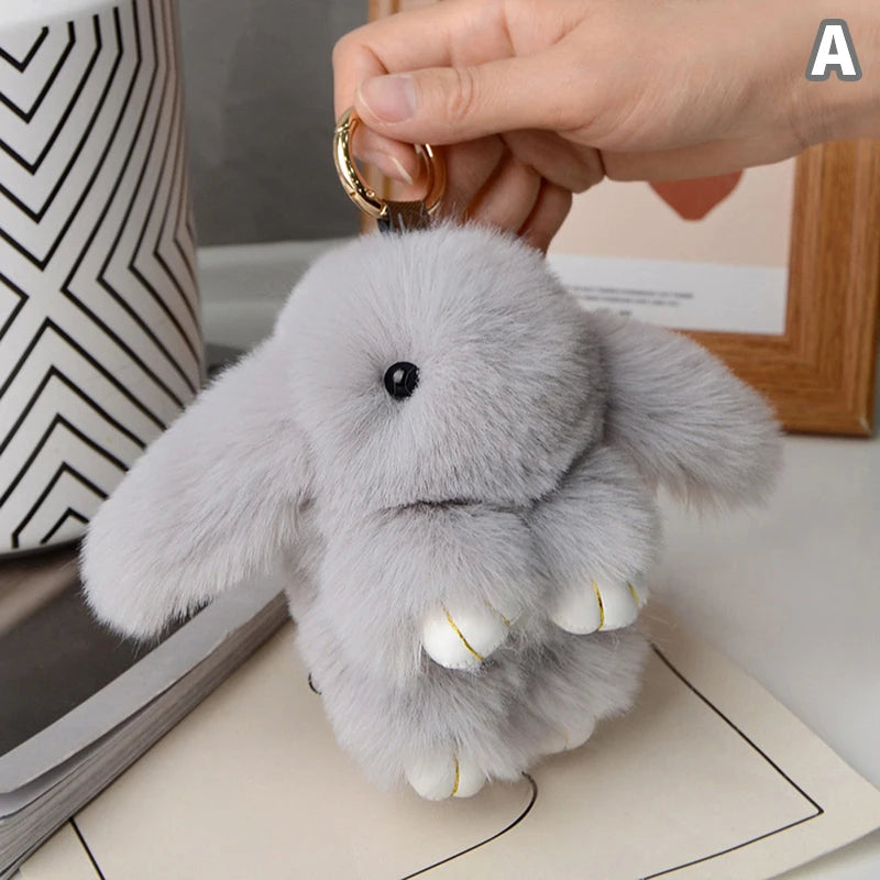15cm Rabbit Fur Keychain Women Bag Car Key chain Pendant Decoration Jewelry Bags Hangings Accessories Gifts
