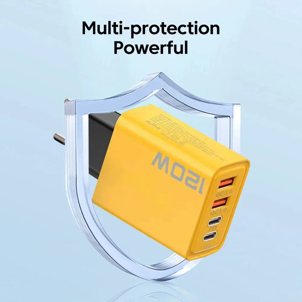 USB PD Charger 120W Type C Fast Charging EU/US Plug Wall Charger For iPhone Samsung Xiaomi Quick Charge 3.0 Mobile Phone Adapter