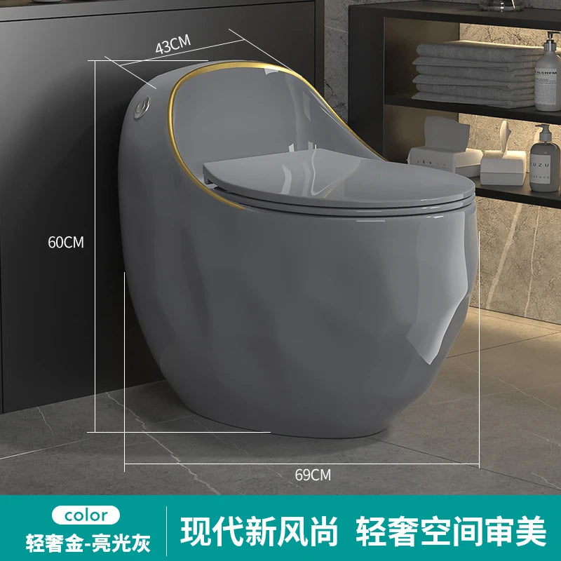 Household gray toilet modern light luxury color toilet siphon large impulse small apartment silent