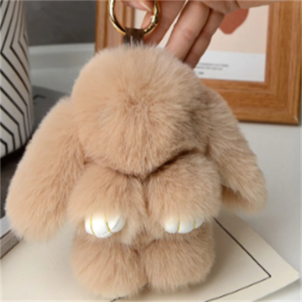1PCS 15cm Rabbit Fur chain Women Bag Car chain Pendant Decoration Jewelry Bags Hangings Accessories Gifts