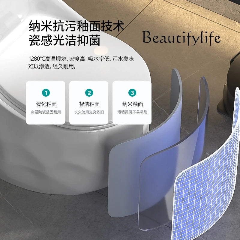 Household gray toilet modern light luxury color toilet siphon large impulse small apartment silent