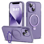 for iPhone 11 Case with Magnetic Invisible Ring Stand [Full Camera Lens Protection] [Compatible with Mag-Safe] Military-Grade Drop Matte Translucent Slim Phone Cases for iPhone 11 6.1", Pink